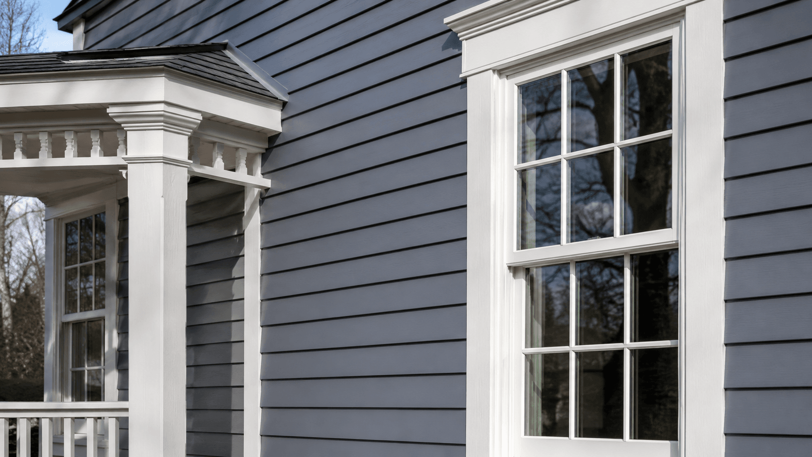 Exterior trim and siding details on a Connecticut home