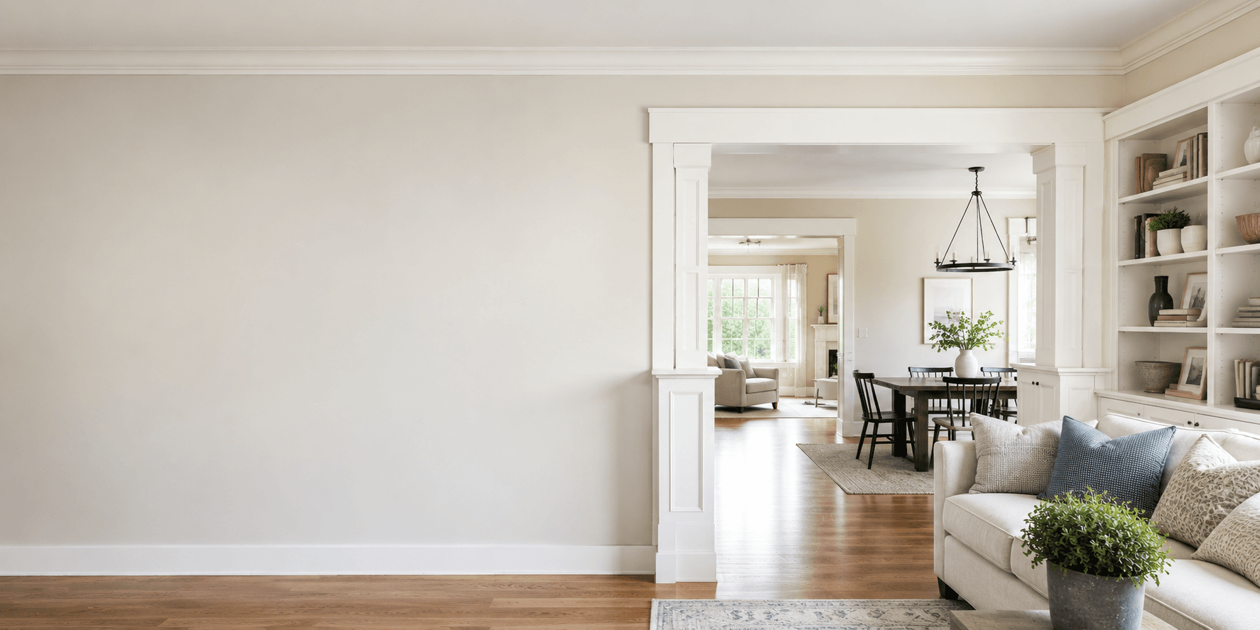 Bright open living room representative of homes across Connecticut and Westchester County, NY