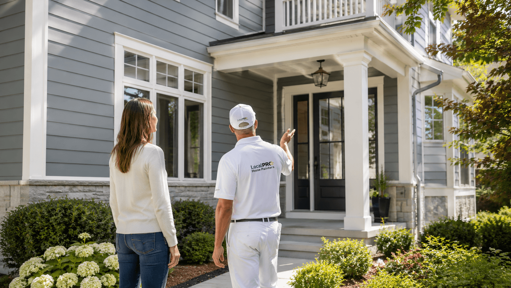 Homeowner reviewing a freshly painted interior