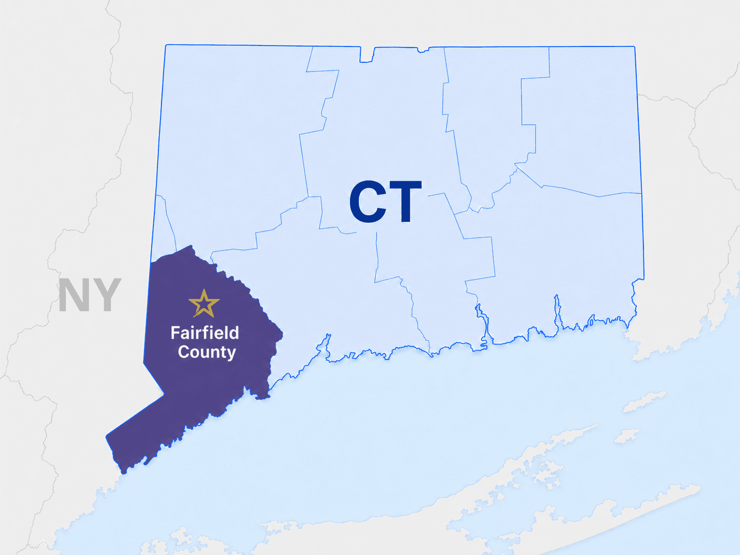 LocalPRO House Painters service area map for Fairfield County, Connecticut