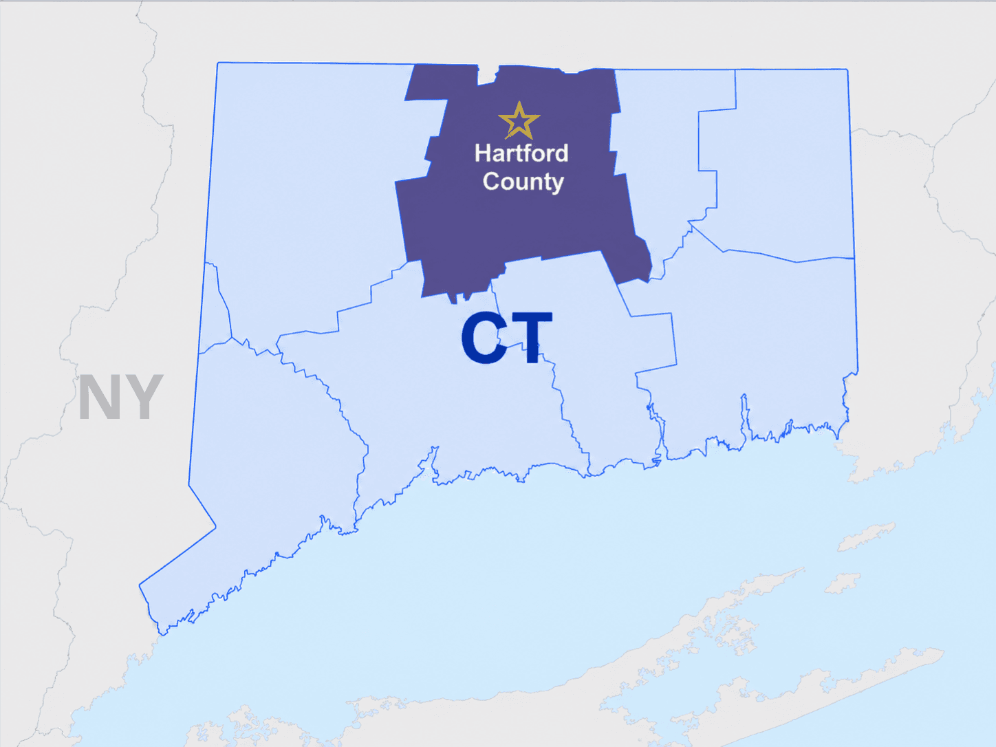 LocalPRO House Painters service area map for Hartford County, Connecticut