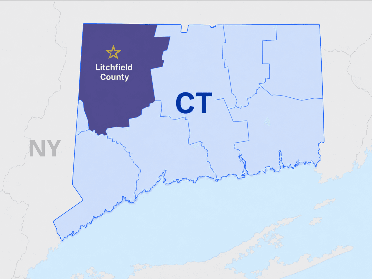 LocalPRO House Painters service area map for Litchfield County, Connecticut