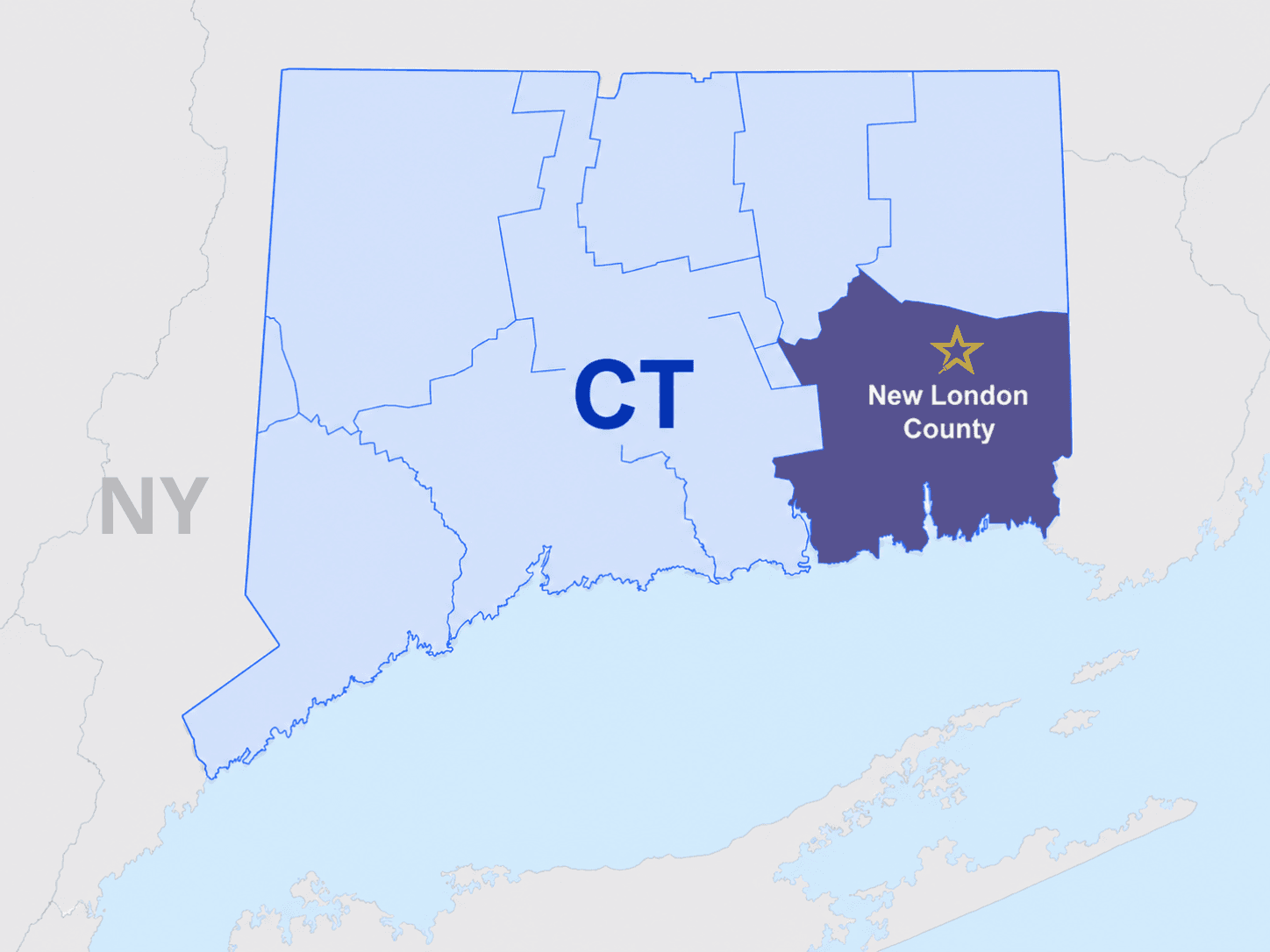 LocalPRO House Painters service area map for New London County, Connecticut