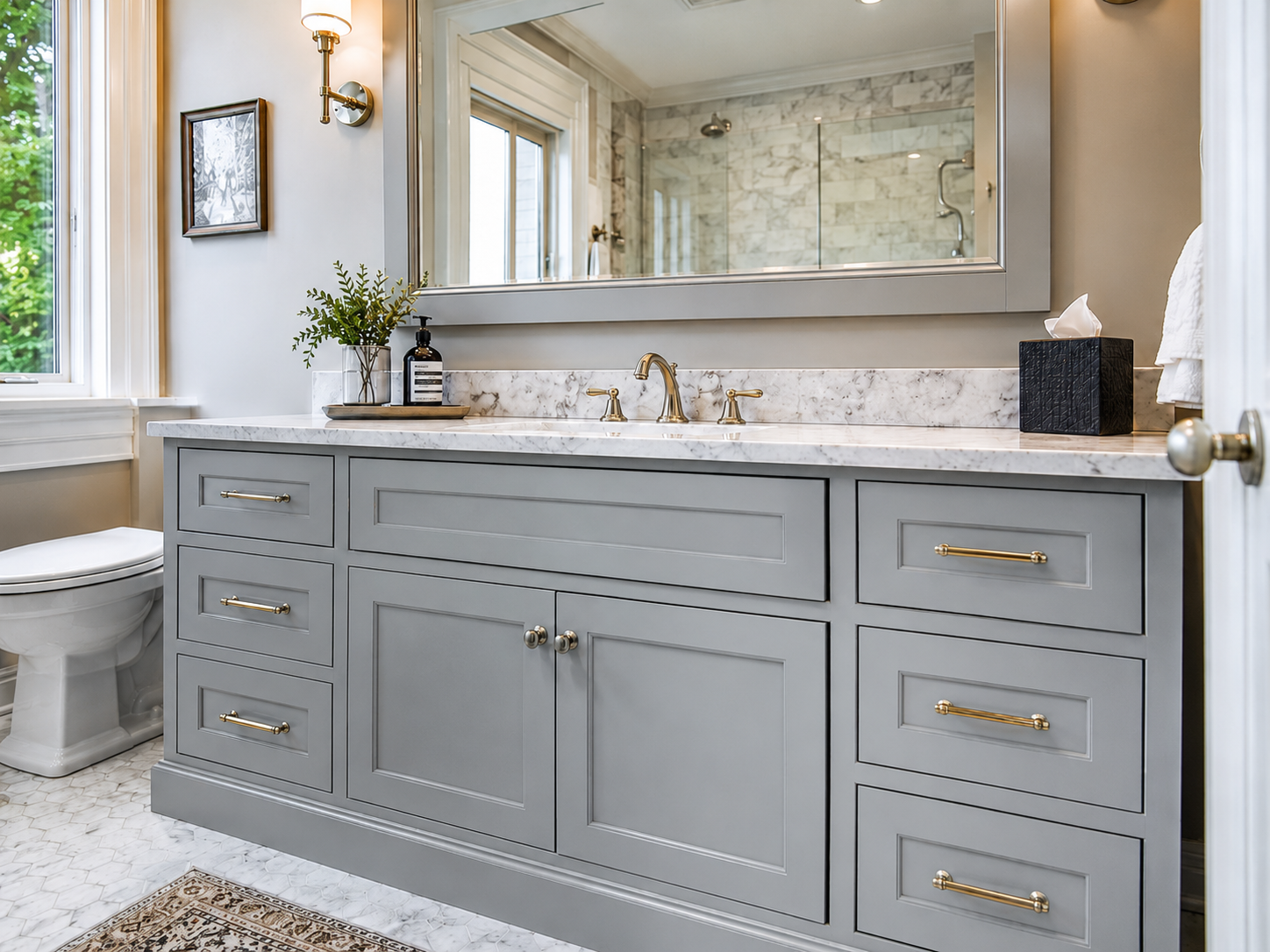 Painted bathroom vanity cabinet in a Connecticut home