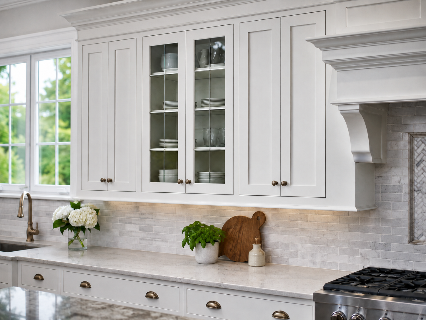 Freshly painted kitchen cabinets in a Connecticut home