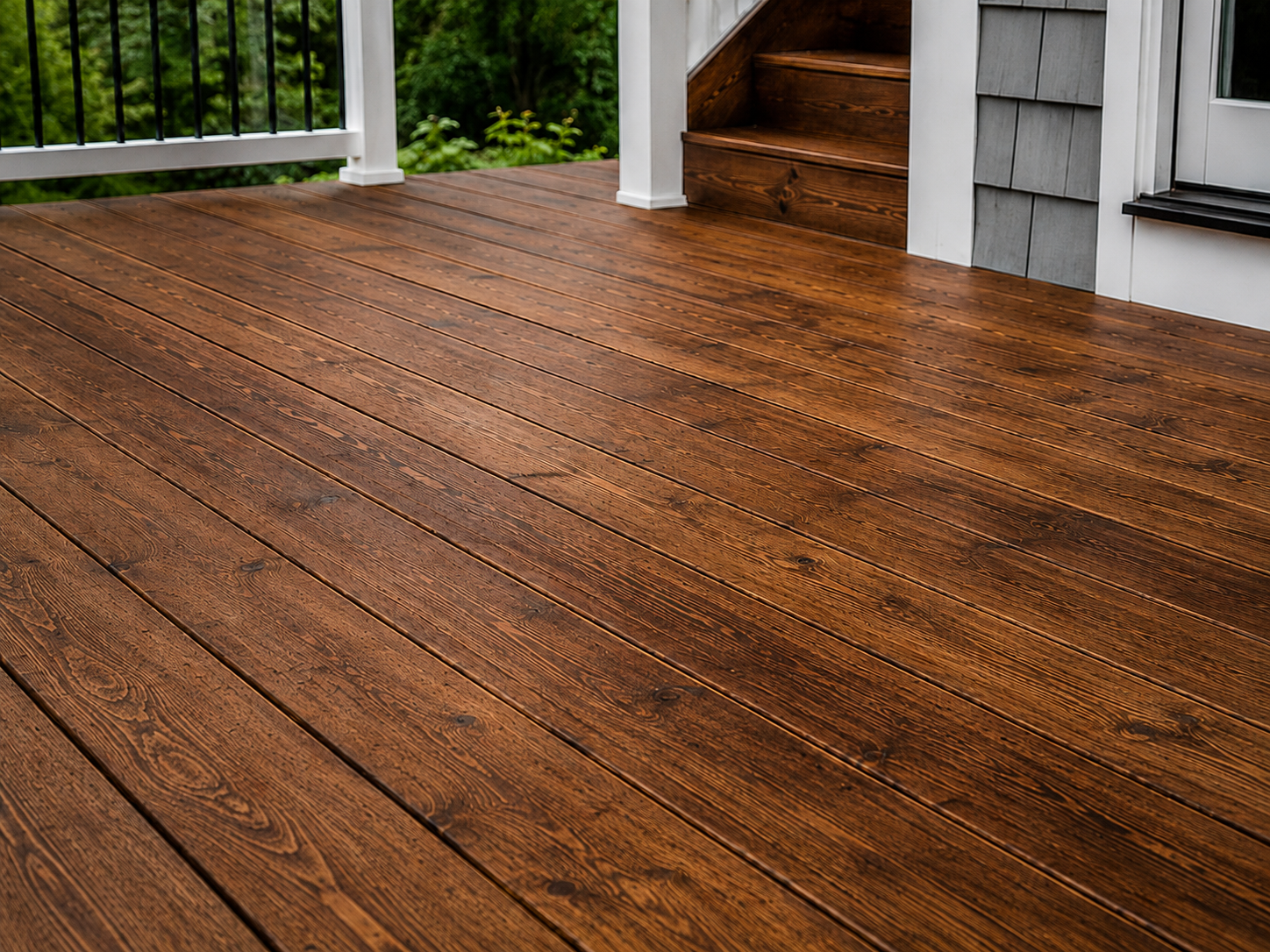Deck wood restoration and staining preparation in Connecticut