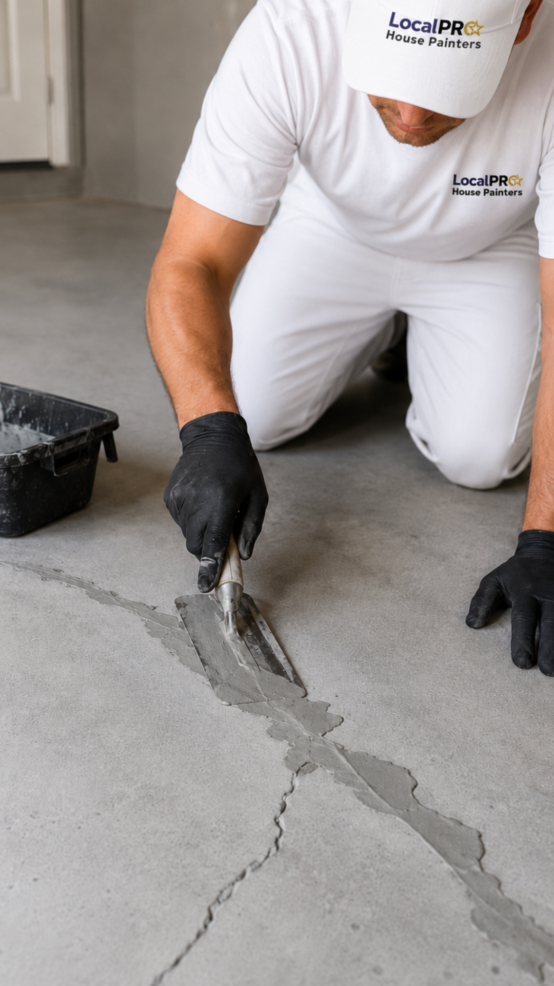 Professional epoxy flooring contractor preparing concrete for a durable floor coating
