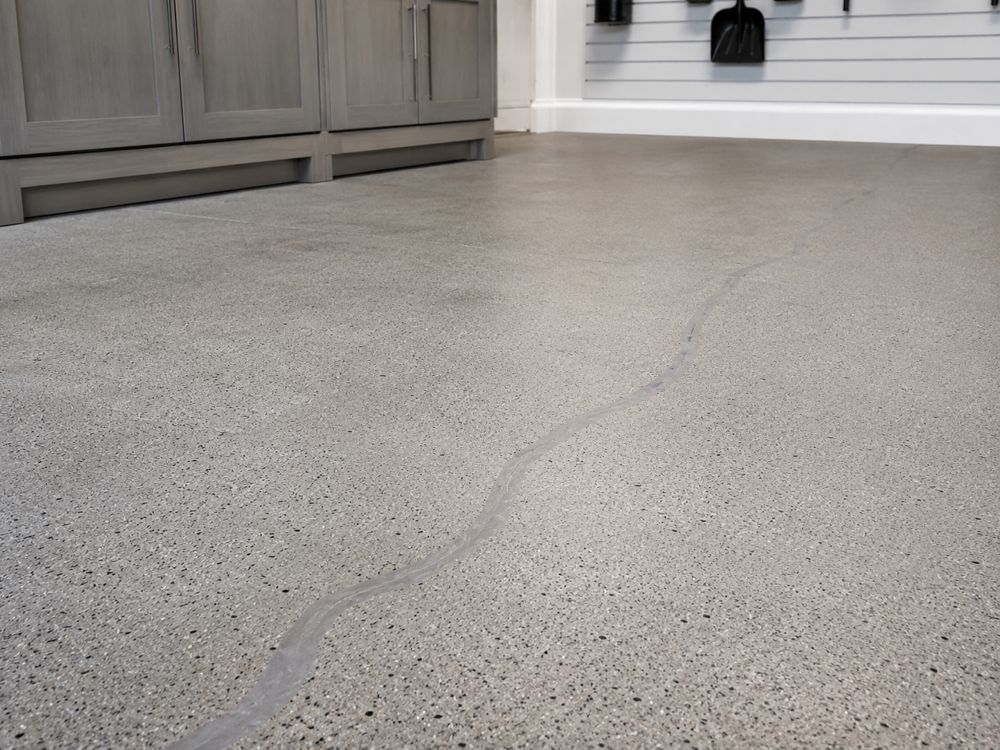 Concrete crack repair before epoxy floor coating in Connecticut
