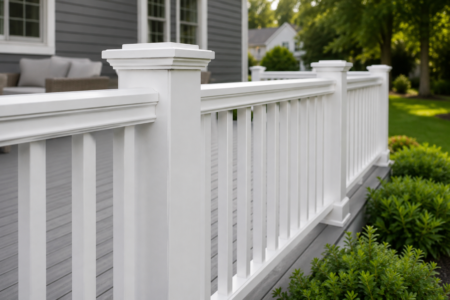 Painted deck rails and handrails on an exterior Connecticut project