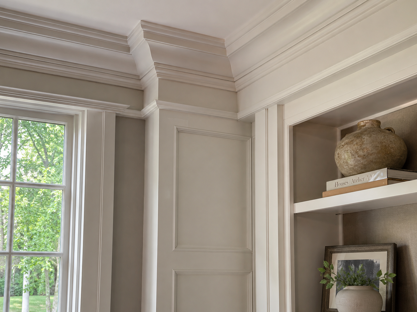 Painted built-ins and shelving with fine interior finish in Connecticut