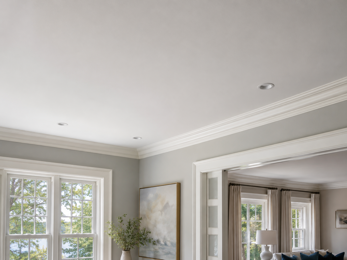 Professional ceiling painting in a Connecticut home interior