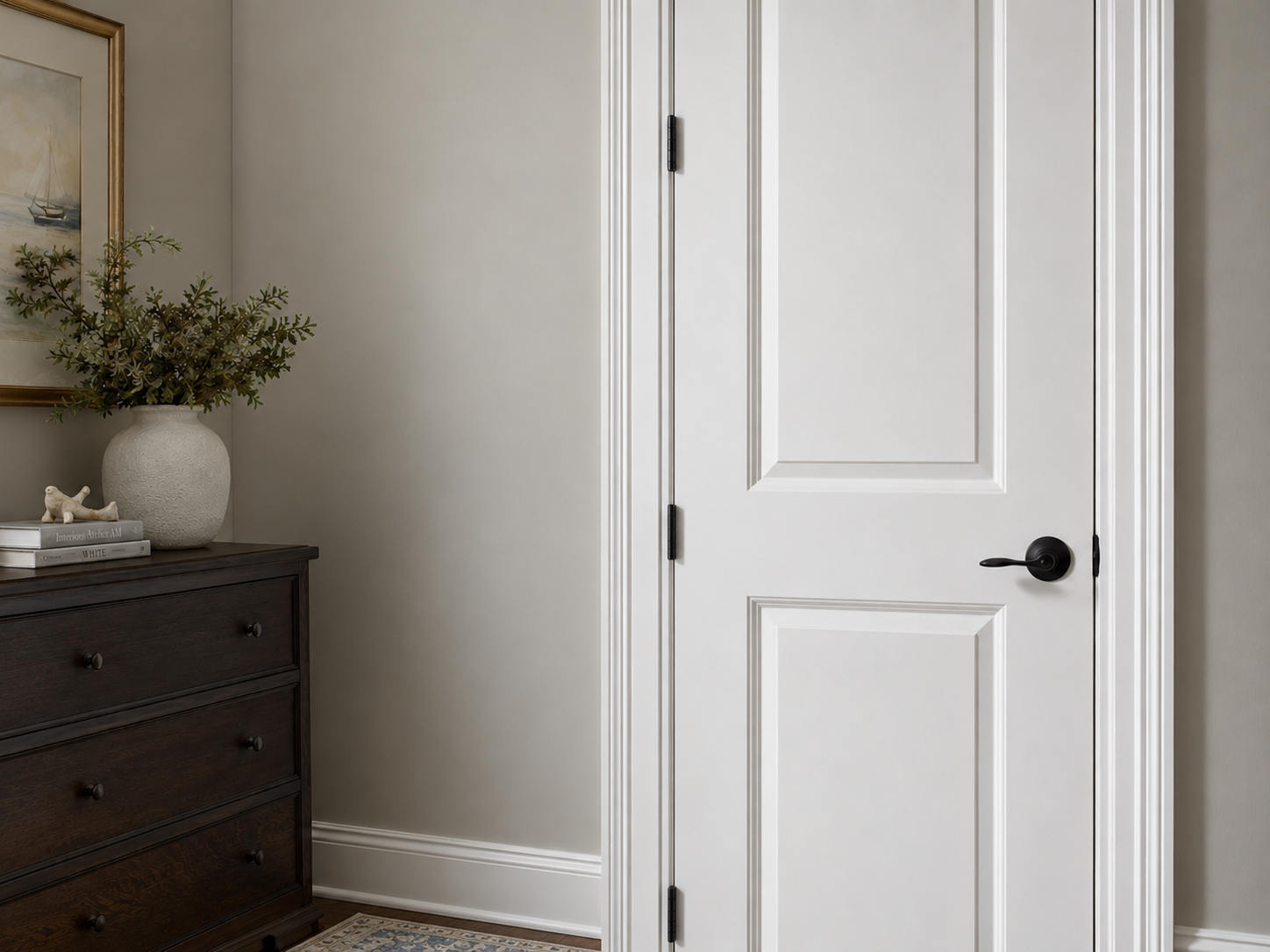 Interior door painting detail in a Connecticut home