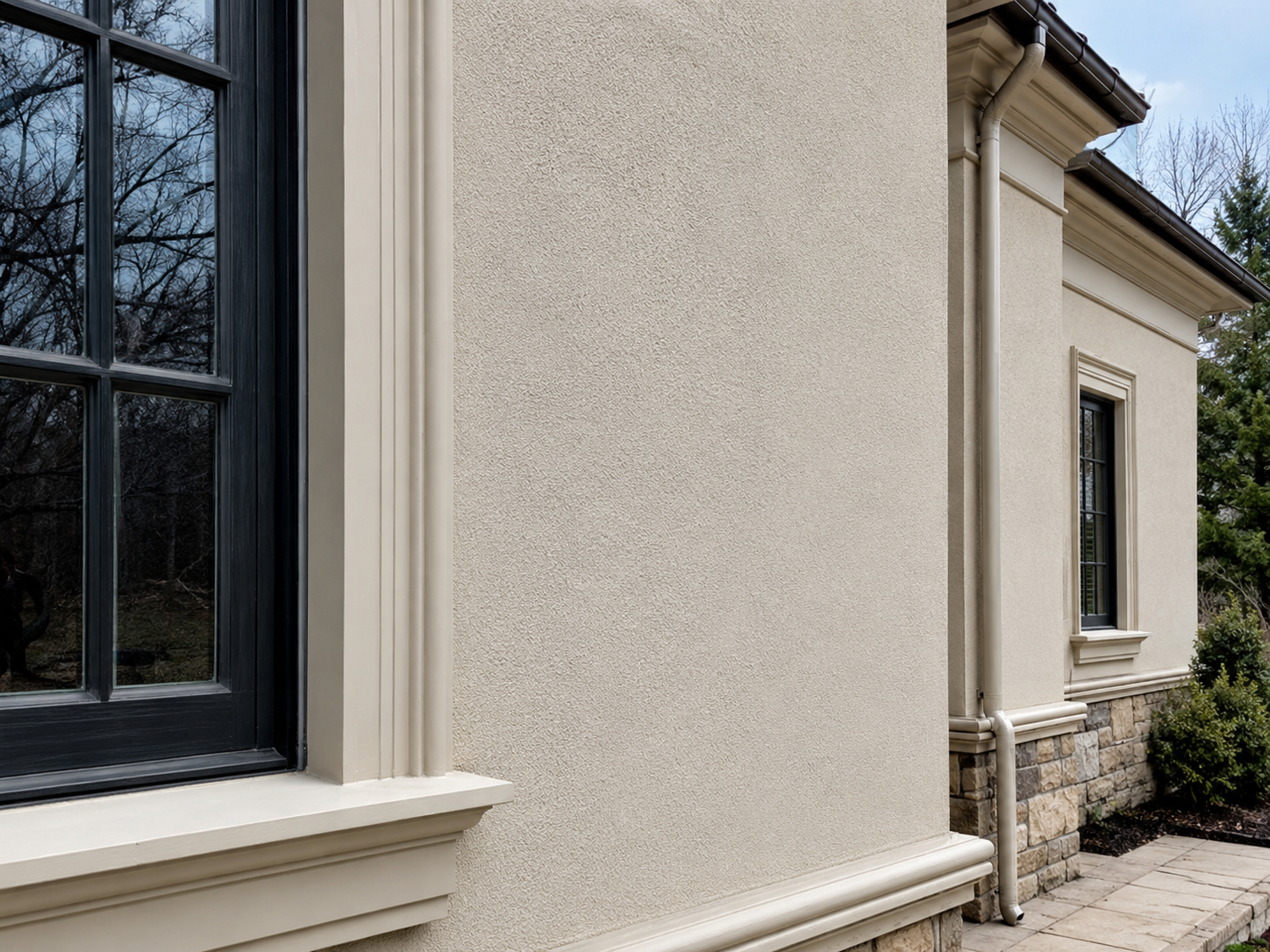 Stucco repair work on a Connecticut home