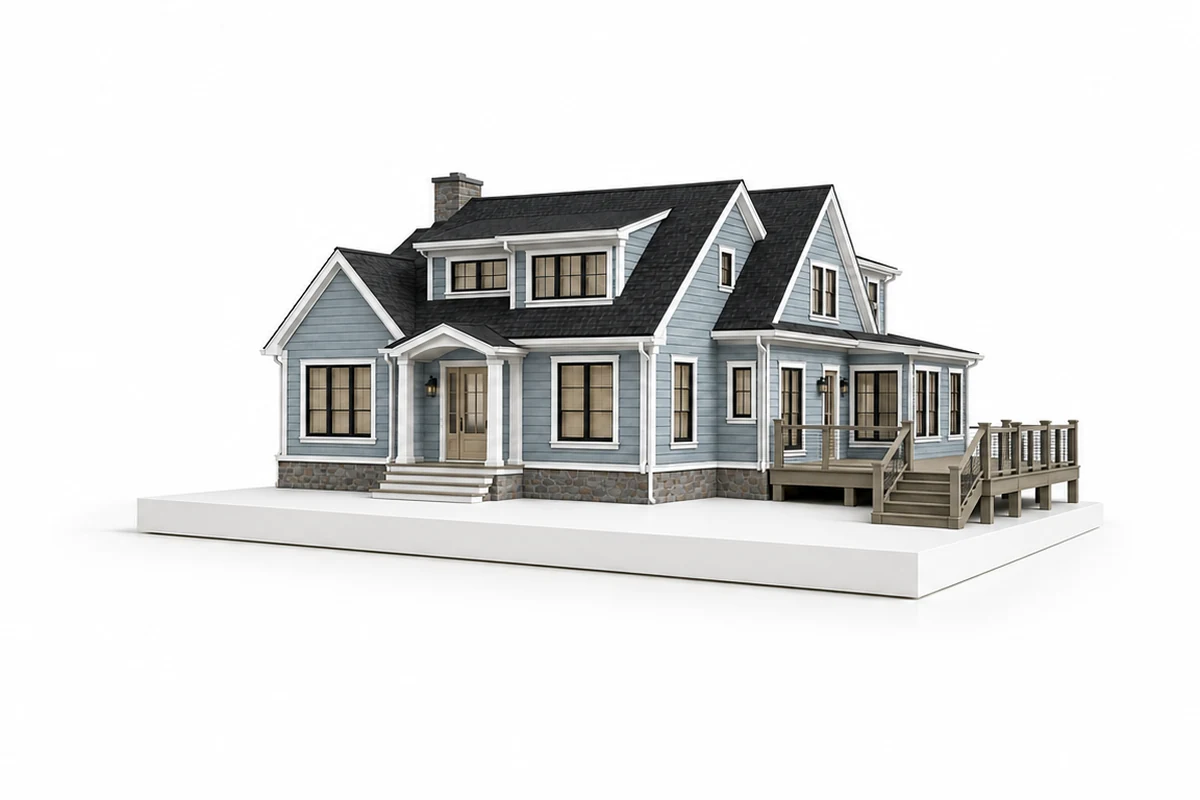 Blue-gray house model framed for the LocalPRO House Paint Color Helper